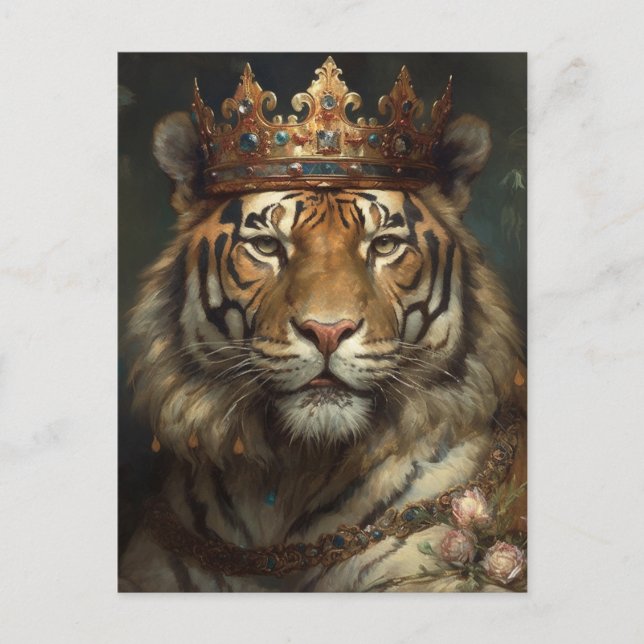 Carte Postale Le tigre de Fairytale dans une couronne (Devant)