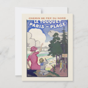 Carte Postale Le Touquet-Paris-Plage Poster vintage 1920