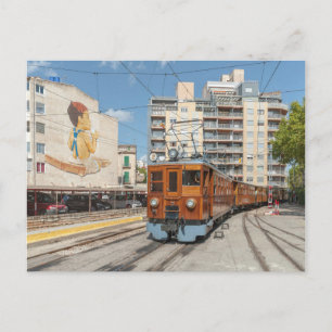 Carte Postale Le train Sollér arrive à Palma, Majorque.