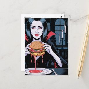 Carte Postale Le Vampire Avec un Cheeseburger