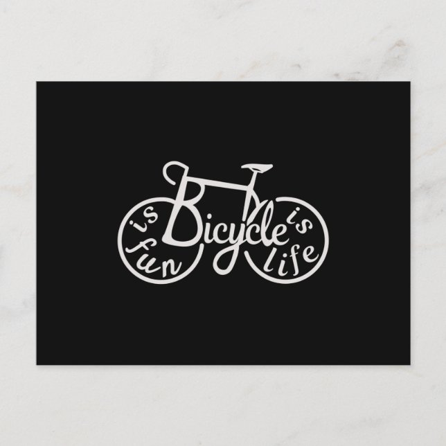 Carte Postale Le vélo est amusant, le vélo est la vie (Devant)
