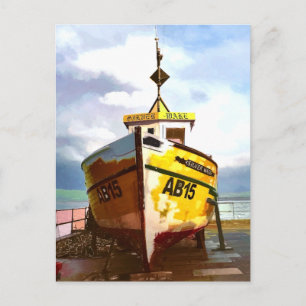 CARTE POSTALE LE VIEUX BATEAU DE PÊCHE
