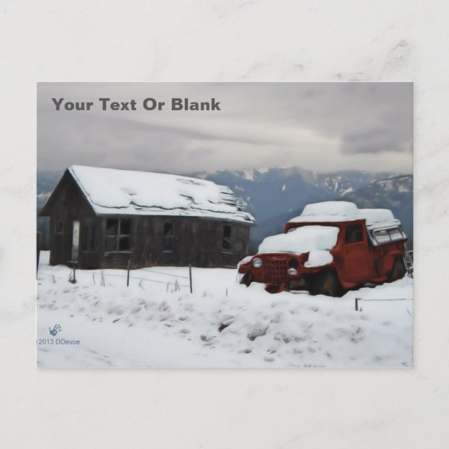 Carte Postale Le vieux camion rouge (Devant)