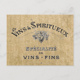 Carte Postale Le vin français sur Burlap