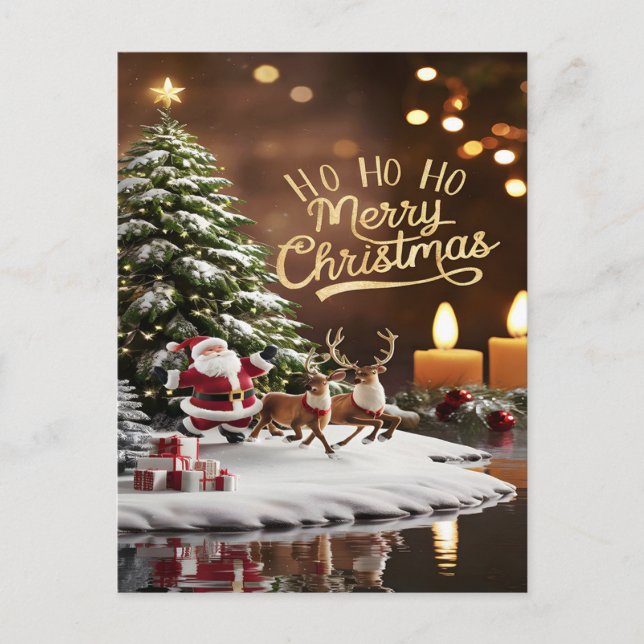 Carte Postale Le voyage magique de Noël du Père Noël (Devant)