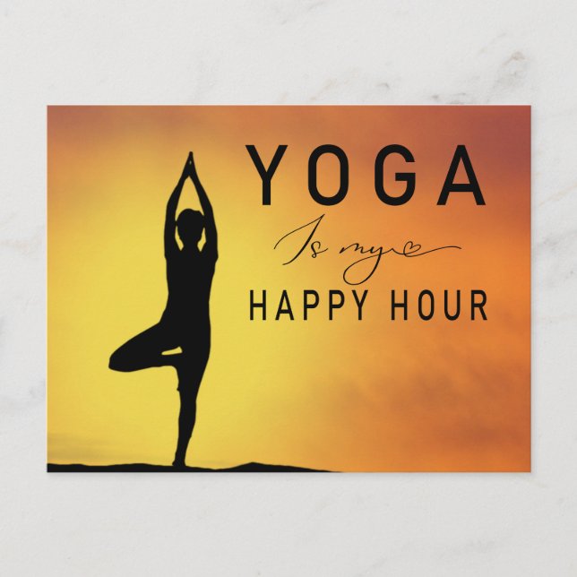 Carte Postale Le yoga est mon heure heureuse Femme posant en yog (Devant)