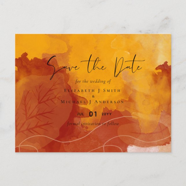 Carte Postale LeahG Budget Mariage Aquarelle Coucher de soleil F (Devant)