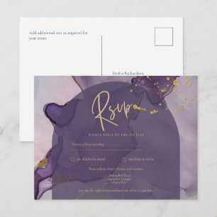Carte Postale LeahG Ink Ombre violet Lavender Mariage or