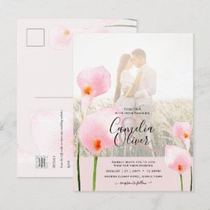 Carte Postale LeahG Rose Calla Lily PHOTO Overlay Mariage Invite