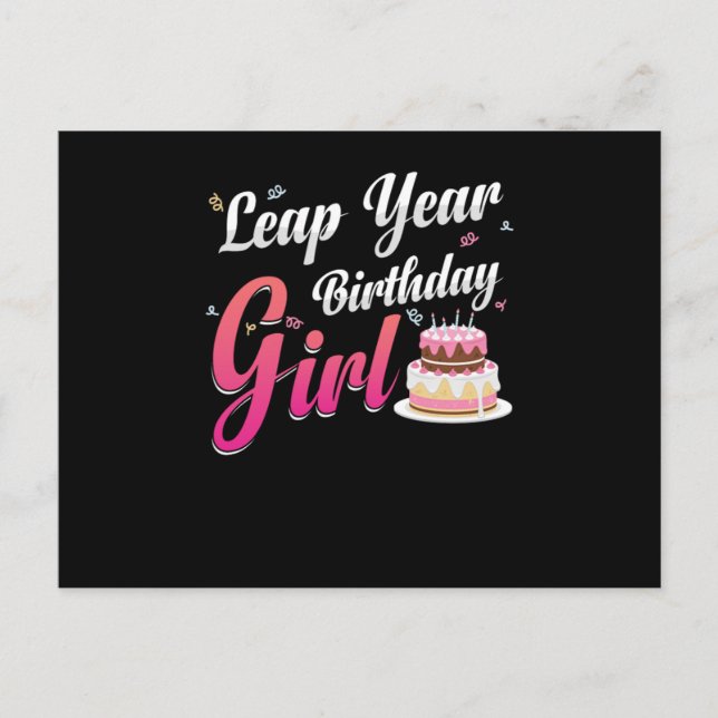 Carte Postale Leap Year Birthday Girl February 29 Birthday Gift (Devant)