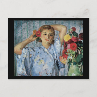Carte Postale Lebasque Jeune Femme Aux Fleurs
