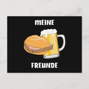 CARTE POSTALE LEBERKAS SEMMEL BIÈRE MES AMIS