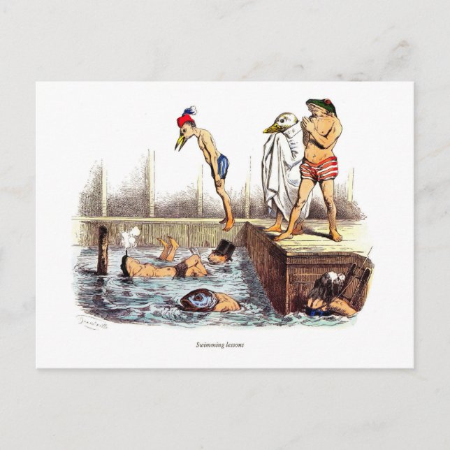 Carte Postale Leçons de natation (Devant)