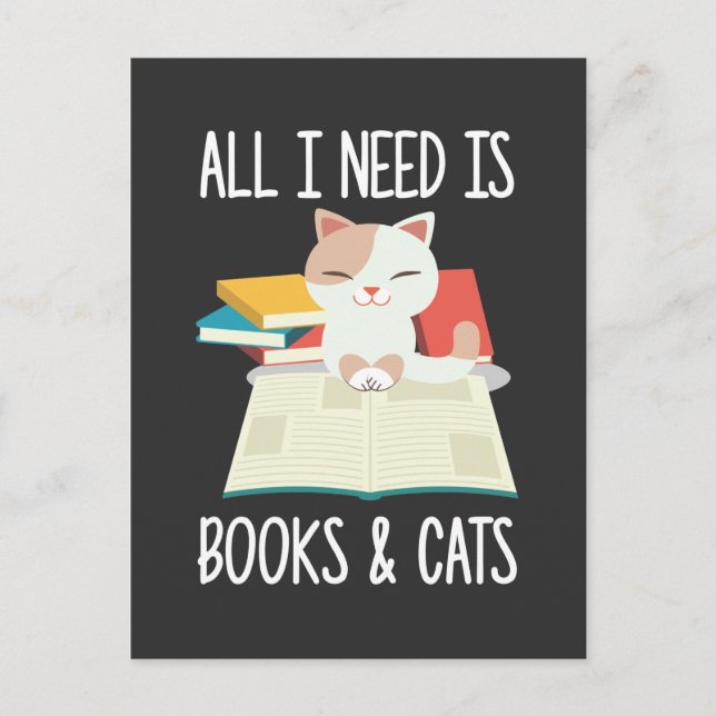 Carte Postale Lecteur de livre de chat Kitty accro à la littérat (Devant)
