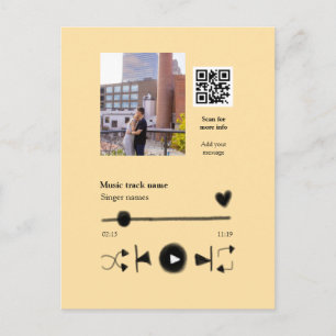 Carte Postale Lecteur de musique couple personnalisé amour q r c