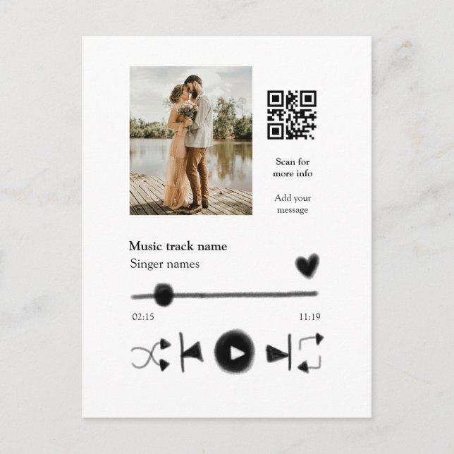 Carte Postale Lecteur de musique couple personnalisé code q r te (Devant)
