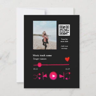 Carte Postale Lecteur de musique couple personnalisé code q r te