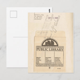 Carte Postale Lecteur, Lecteur, Ex Library Checkout Card