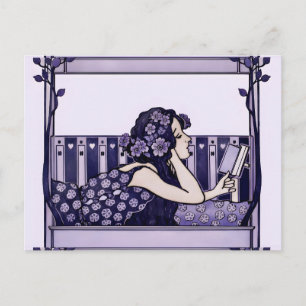 Carte Postale Lecteur vintage Art Nouveau