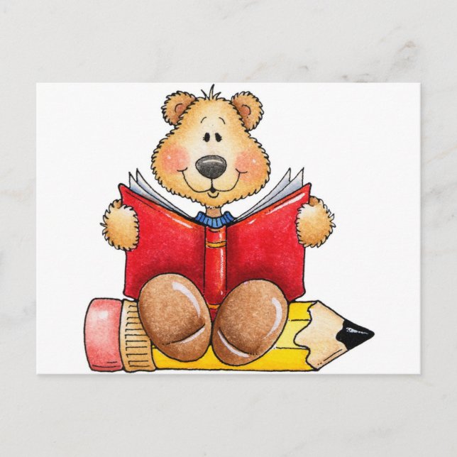 Carte Postale Lecture d'ours de nounours (Devant)