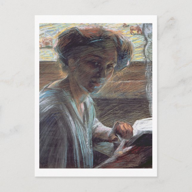 Carte Postale Lecture féminine, 1909 (huile sur toile) (Devant)