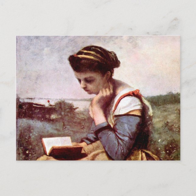Carte Postale Lecture par Jean-Baptiste Camille Corot (Devant)