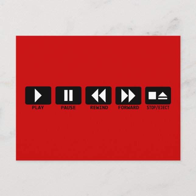 Carte Postale lecture pause rembobiner stop/éjecter (Devant)