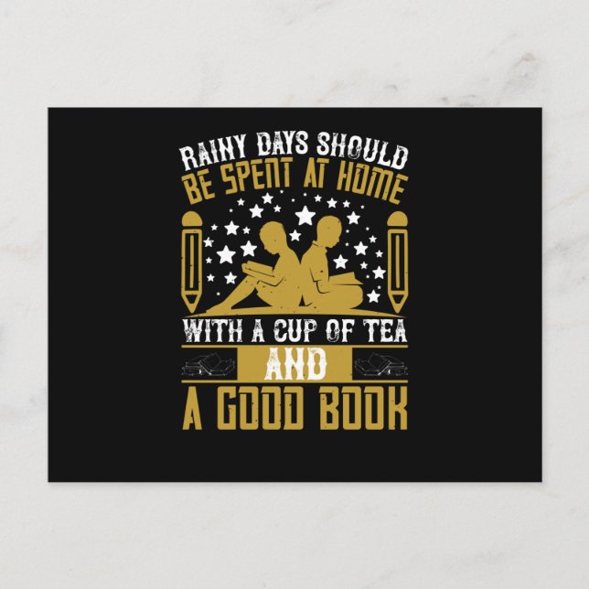 Carte Postale Lecture - Rainy Days Avec Un Bon Livre (Devant)
