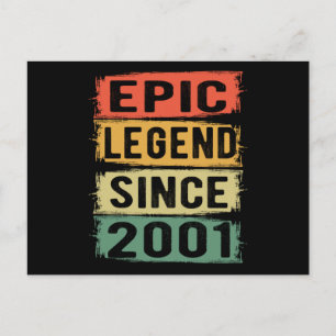 Carte Postale Légende Épique Depuis 2001 Vintage 2001 Cadeau d'A
