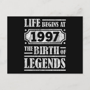 Carte Postale Légende Né en 1997 Cadeau d'anniversaire Rétro Vin