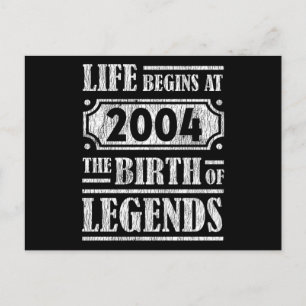 Carte Postale Légende Né en 2004 Cadeau d'anniversaire Rétro Vin