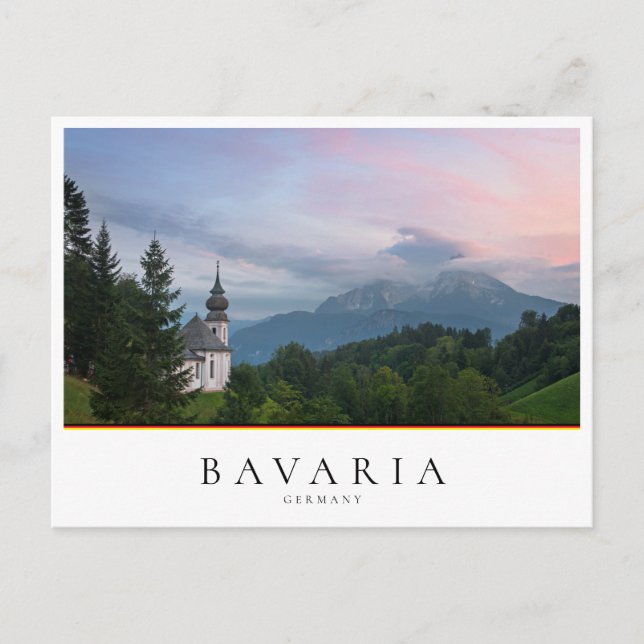 Carte Postale L'église avec les Alpes au coucher du soleil (Devant)