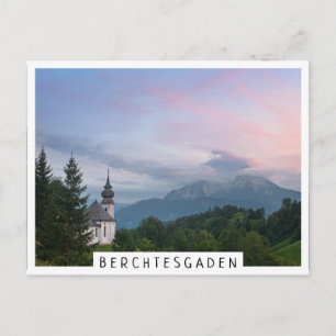 Carte Postale L'église avec les Alpes au coucher du soleil