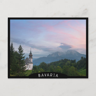 Carte Postale L'église avec les Alpes au coucher du soleil