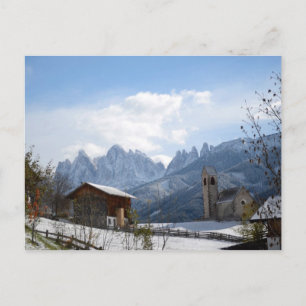 Carte Postale L'église des Dolomites en hiver
