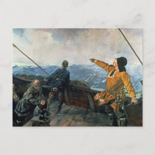 Carte Postale Leif Eriksson aperçoit la terre en Amérique, 1893