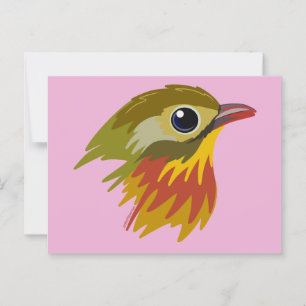 Carte Postale Leiothrix à bec rouge - simplifié