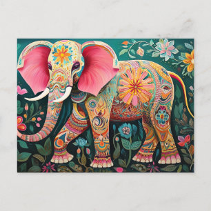 Carte Postale L'Elefant et les fleurs