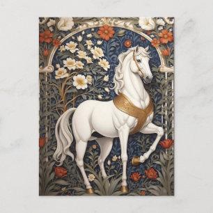 Carte Postale L'Élégant William Morris Inspiré Cheval Blanc