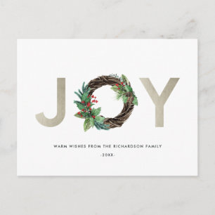 CARTE POSTALE L'ÉLÉGANTE HOLLY BERRY SILVER JOY WREATH NOËL