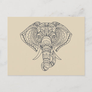 Carte Postale L'éléphant tribal Art animal africain