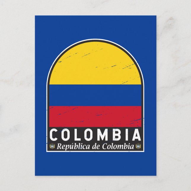 Carte Postale L'emblème du drapeau colombien est Vintage (Devant)