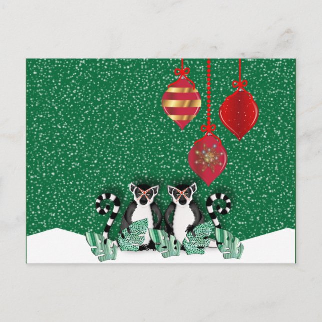 CARTE POSTALE LEMUR CHRISTMAS (Devant)