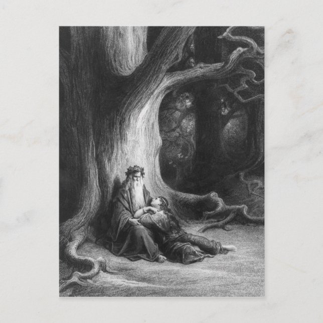 Carte Postale L'Enchanteur Merlin et le Vivien Fée (Devant)