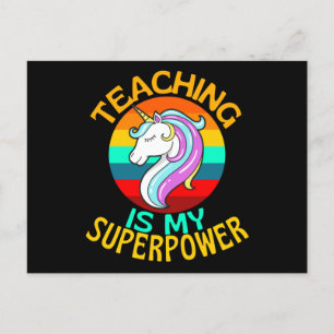 Carte Postale L'Enseignement Est Ma Superpuissance Unicorn Lover