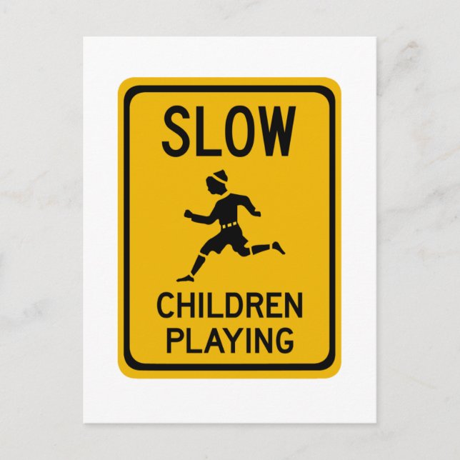 Carte Postale Lent - Enfants Jouant, Signal d'avertissement de t (Devant)