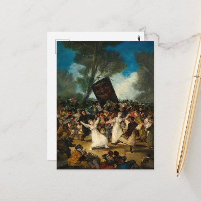 Carte Postale L'enterrement de la sardine par Francisco Goya (Devant/Arrière en situation)