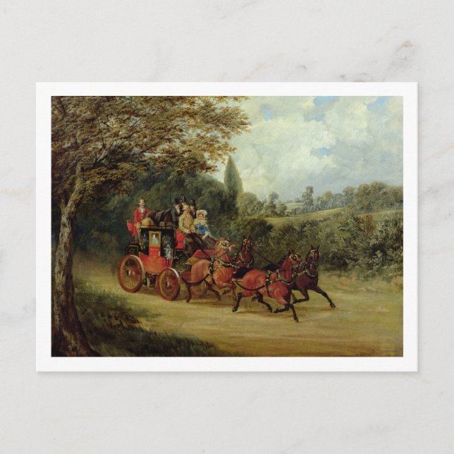 Carte Postale L'entraîneur Royal Mail avec passagers (huile sur  (Devant)