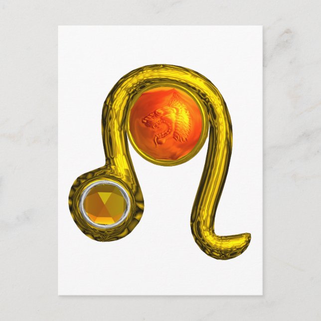 Carte Postale LEO GOLD ZODIAC ANNIVERSAIRE JEWEL Astrologie (Devant)