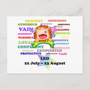 Carte Postale Leo, Lion, signe zodiaque Cadeaux d'astrologie per